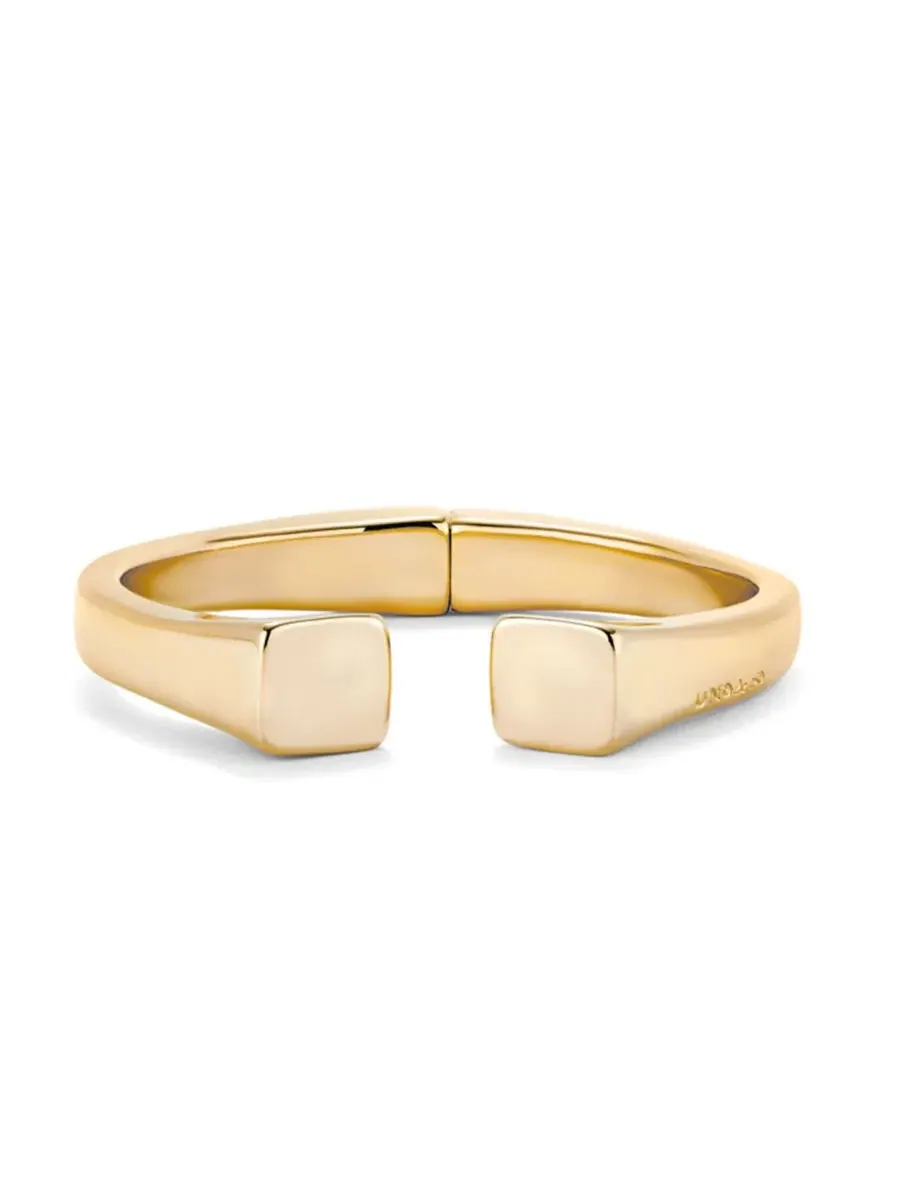 Браслет из металлического сплава с покрытием 18K Gold, гладкий, с квадратными концами UNOde50 — изображение 1 из 4