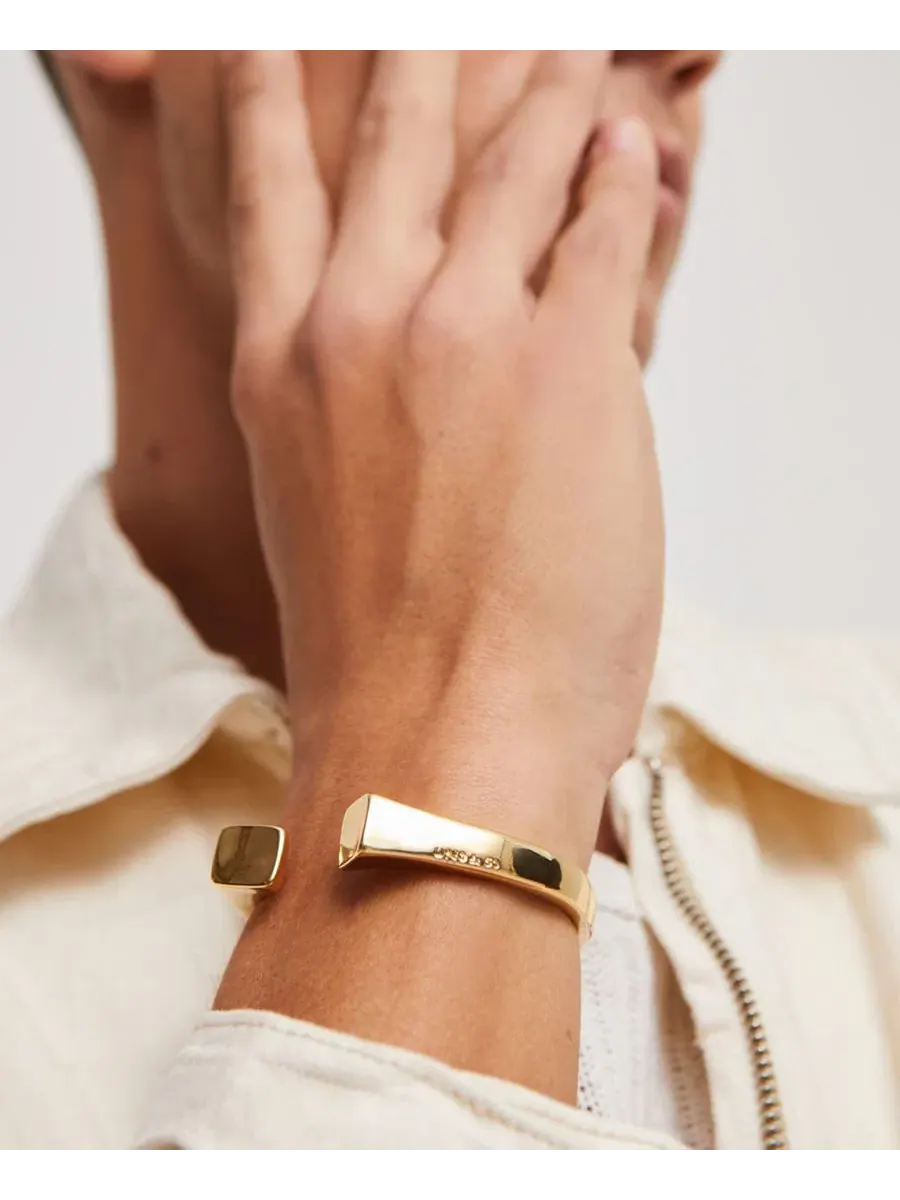 Браслет из металлического сплава с покрытием 18K Gold, гладкий, с квадратными концами UNOde50 — изображение 4 из 4
