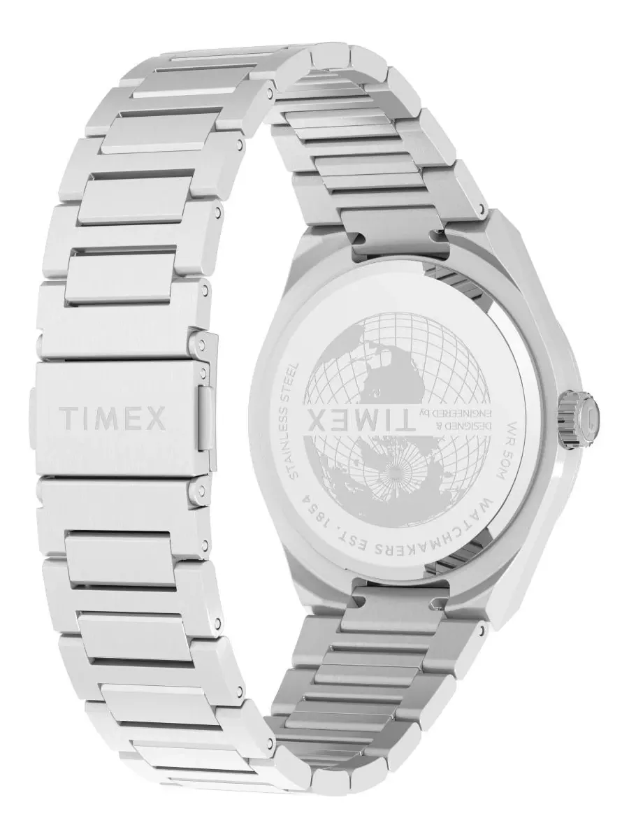 Мужские наручные часы с кварцевым механизмом, 39 мм Timex — изображение 5 из 8, оттенок серебряный