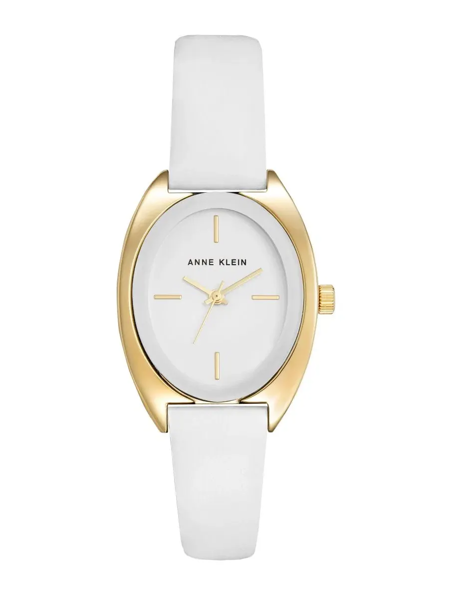 Женские наручные часы с белым циферблатом и белым кожаным ремешком Anne Klein