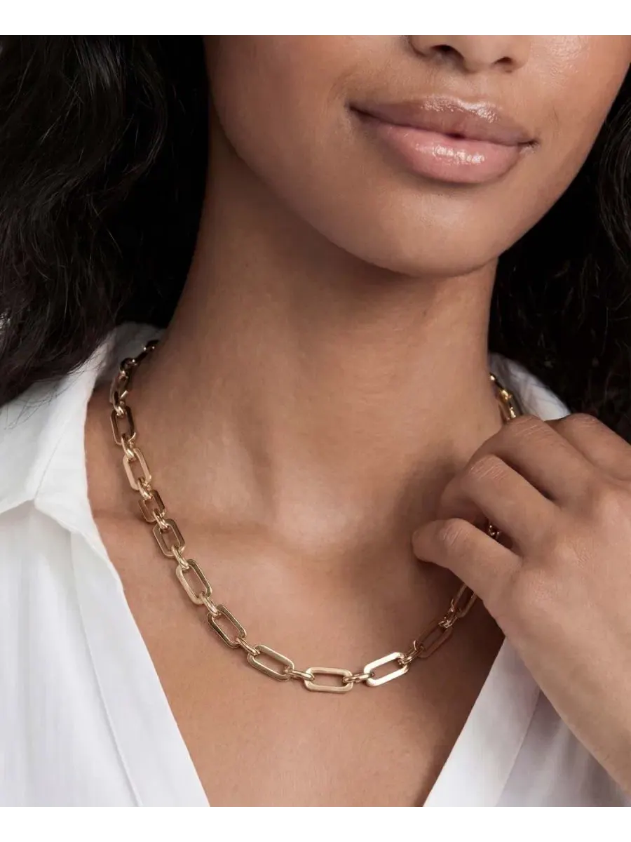 Ожерелье-цепь Golden Flat Rectangle Chain ETTIKA — изображение 2 из 7, оттенок золото