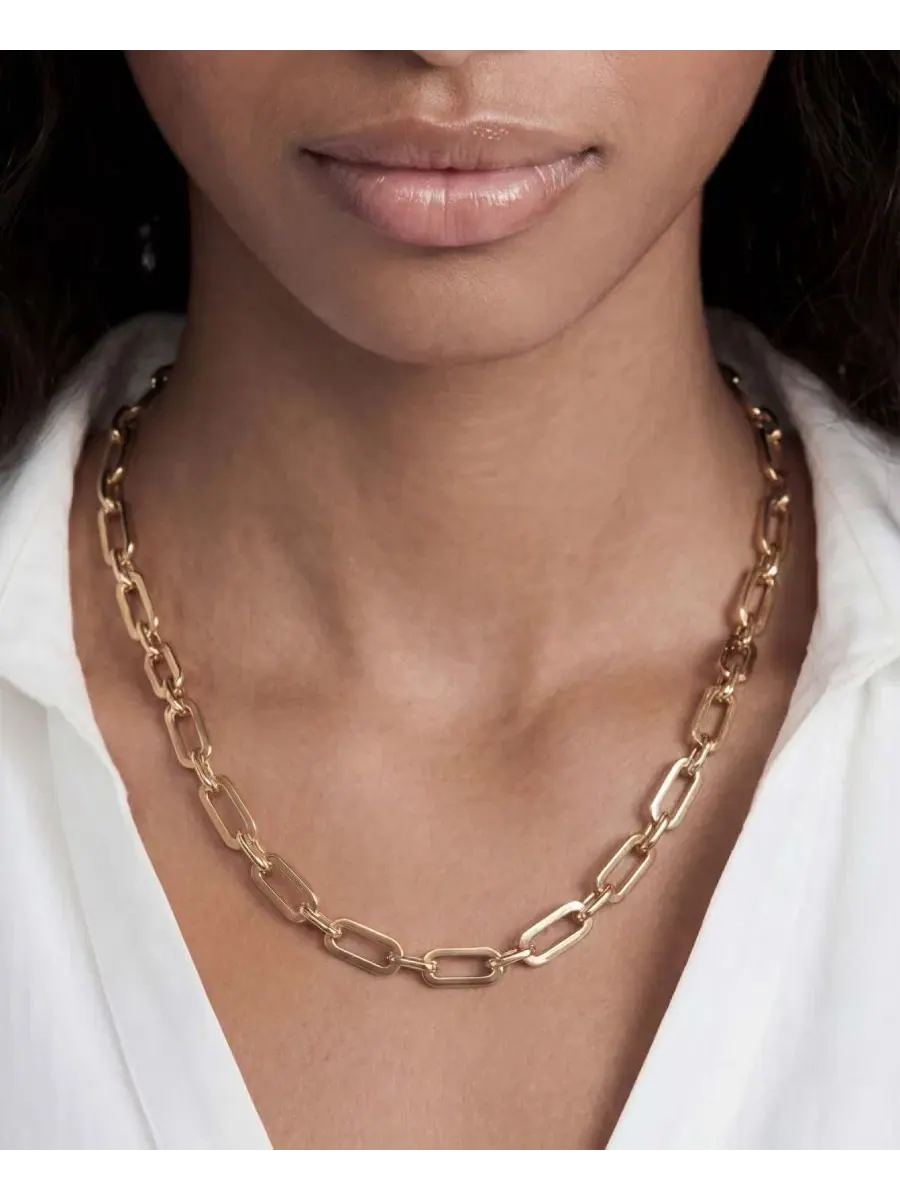 Ожерелье-цепь Golden Flat Rectangle Chain ETTIKA — изображение 3 из 7, оттенок золото