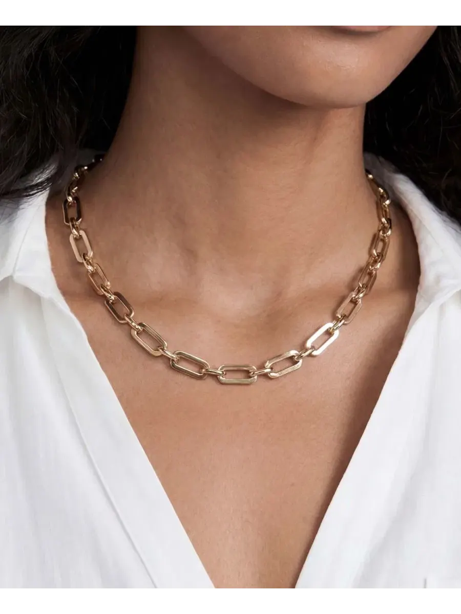 Ожерелье-цепь Golden Flat Rectangle Chain ETTIKA — изображение 4 из 7, оттенок золото