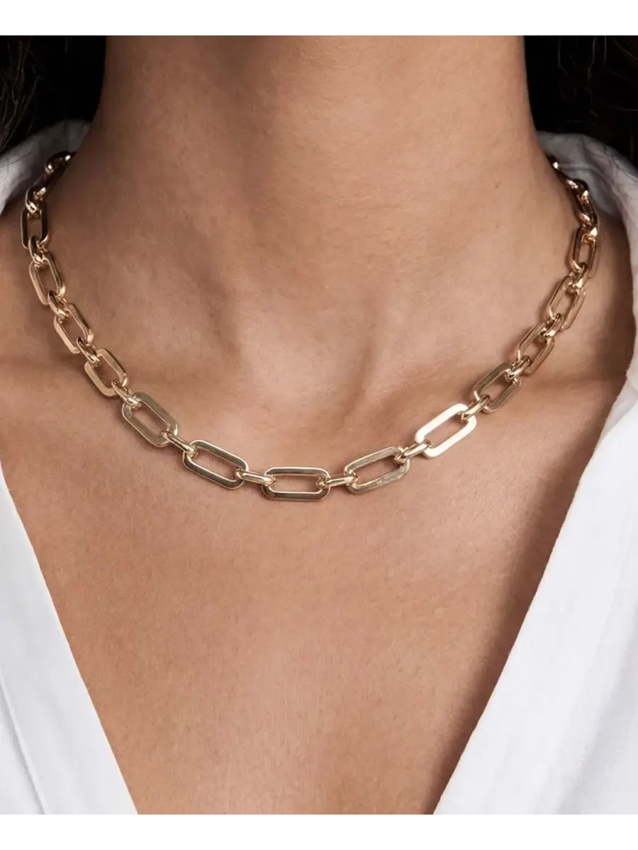 Ожерелье-цепь Golden Flat Rectangle Chain ETTIKA — изображение 5 из 7, оттенок золото