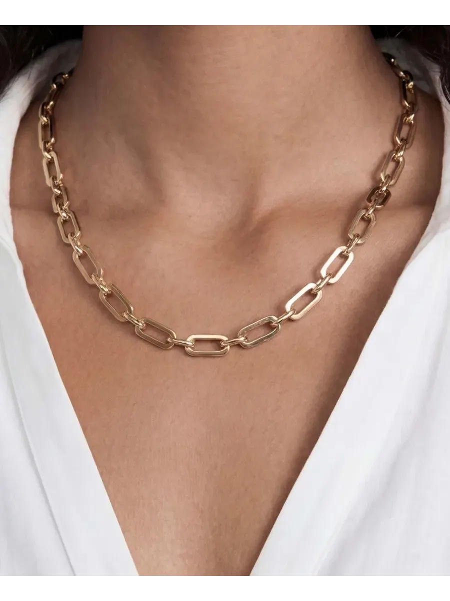 Ожерелье-цепь Golden Flat Rectangle Chain ETTIKA — изображение 7 из 7, оттенок золото
