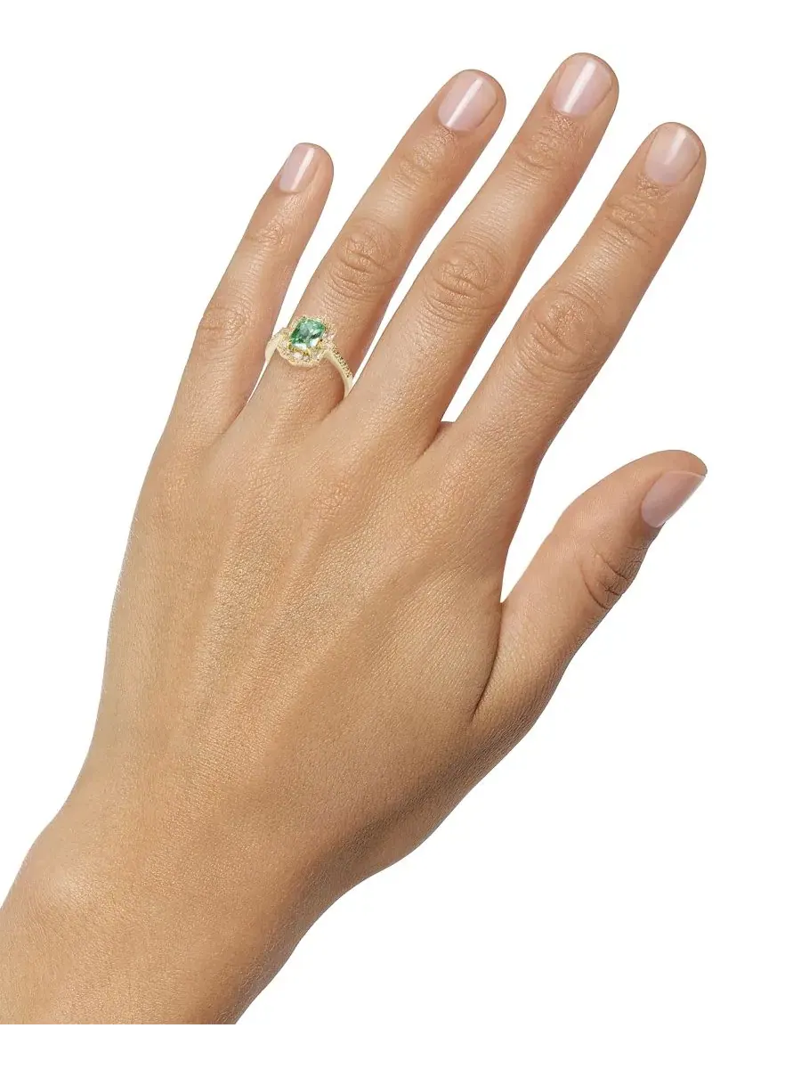 Кольцо с изумрудной огранкой Green Crystal Emerald-Cut Ring Charter Club — изображение 2 из 3, оттенок золото