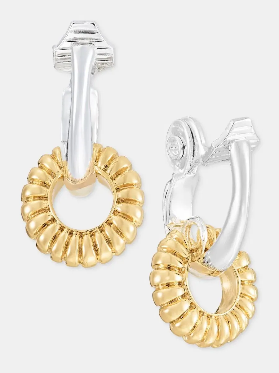 Серьги-клипсы с подвеской Rondelle Charm Anne Klein — изображение 2 из 3, оттенок золото