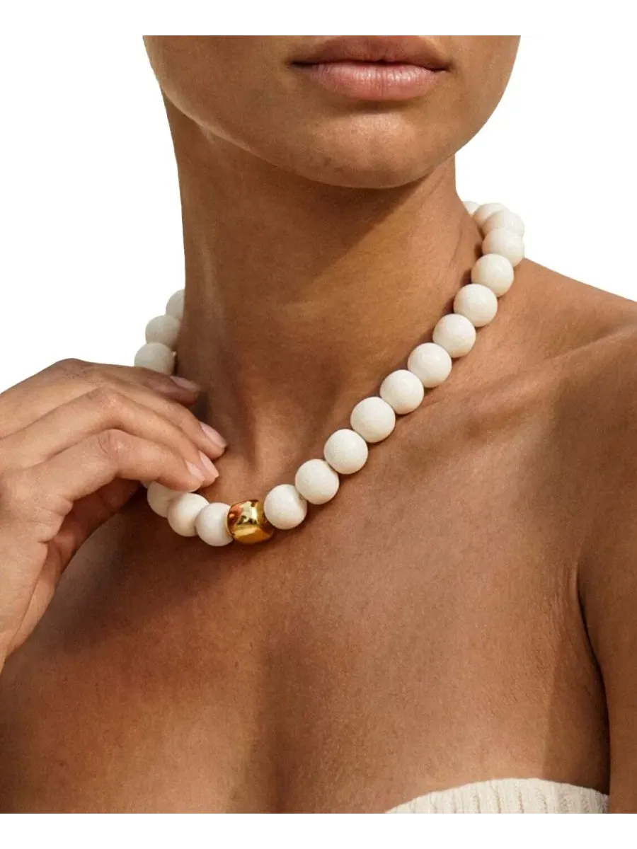 Колье Power Bead с покрытием из 18-каратного золота Ettika — изображение 3 из 3, оттенок кость