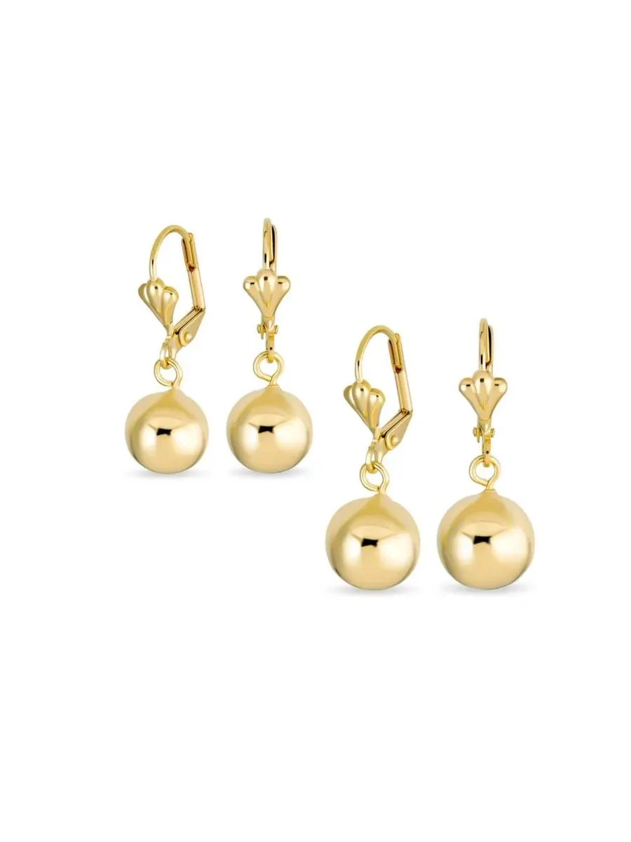 Комплект из двух классических круглых сережек-подвесок с покрытием 8 и Bling Jewelry — изображение 1 из 5, оттенок золотистый