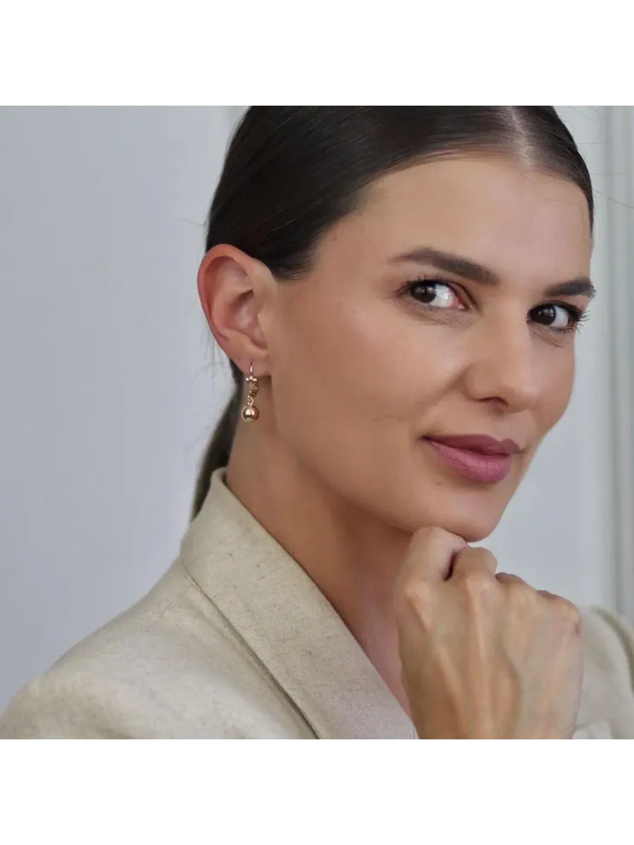 Комплект из двух классических круглых сережек-подвесок с покрытием 8 и Bling Jewelry — изображение 3 из 5, оттенок золотистый
