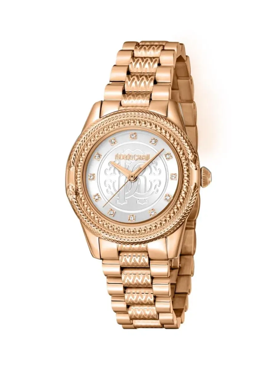 Женские часы Snake Core Quartz IP Stainless Steel Bracelet Watch Roberto Cavalli