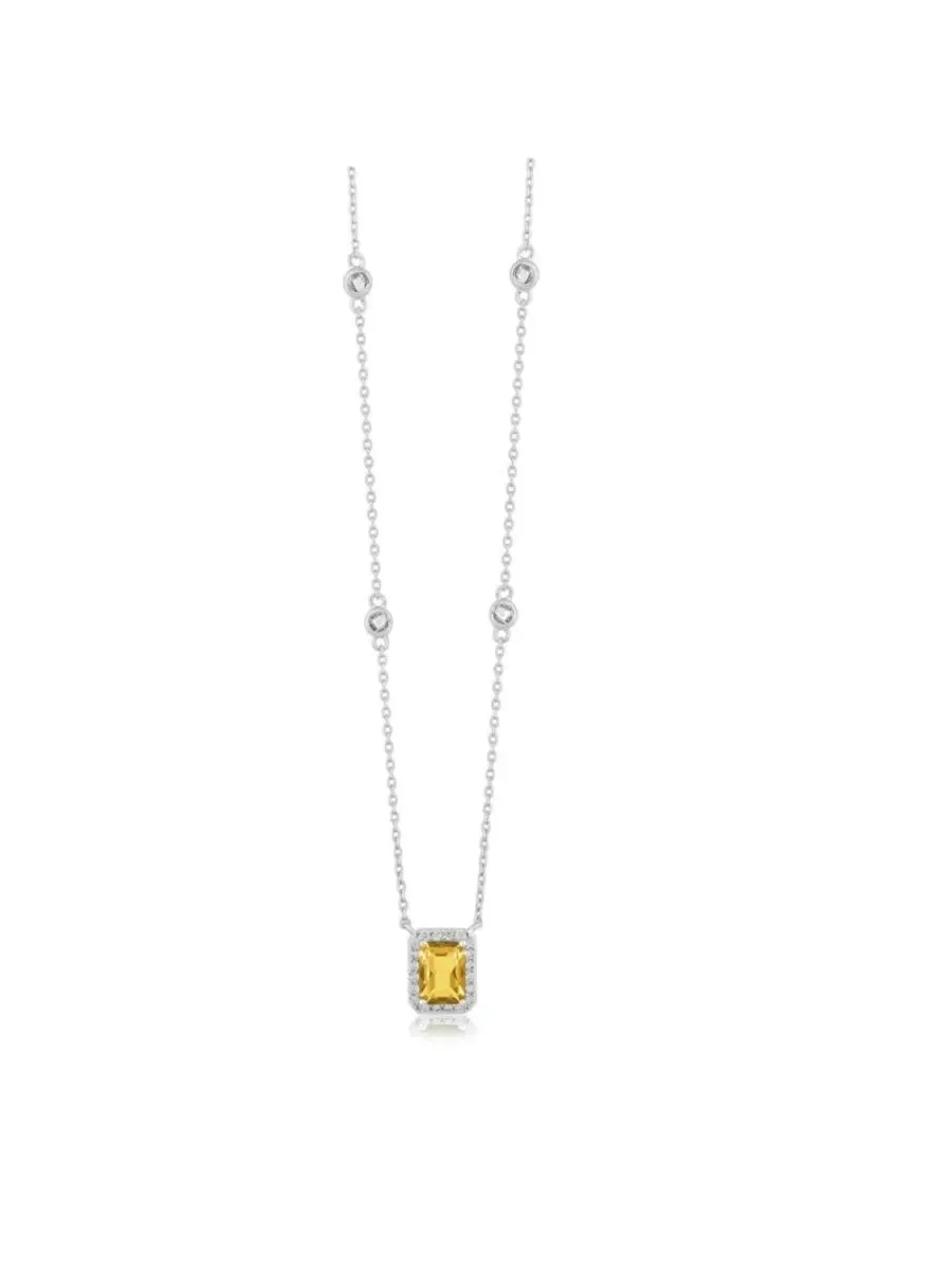 Кулон-подвеска прямоугольный с кристаллами CZ, модель Elegant Rectangle Birthstone Simona — изображение 1 из 3