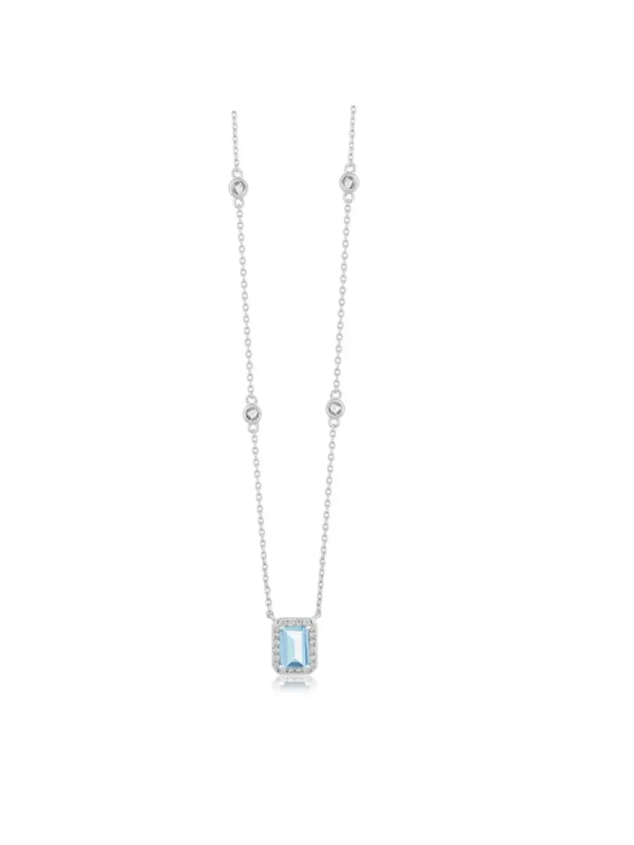 Кулон с кристаллом CZ и камнем рождения прямоугольной формы Elegant Rectangle Birthstone CZ Halo — изображение 1 из 3