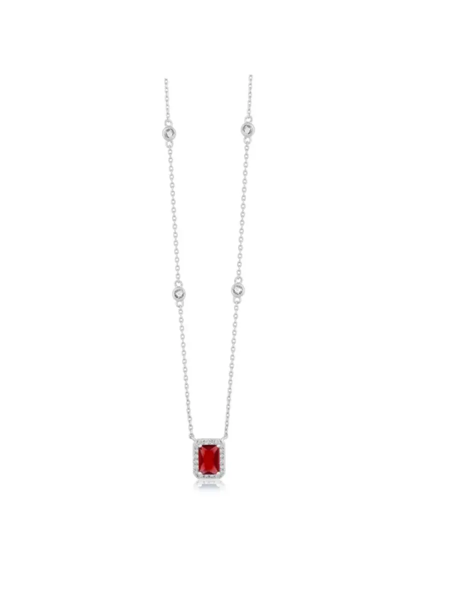 Кулон-подвеска с камнем CZ Halo Elegant Rectangle Birthstone Simona, January - Garnet — изображение 1 из 3