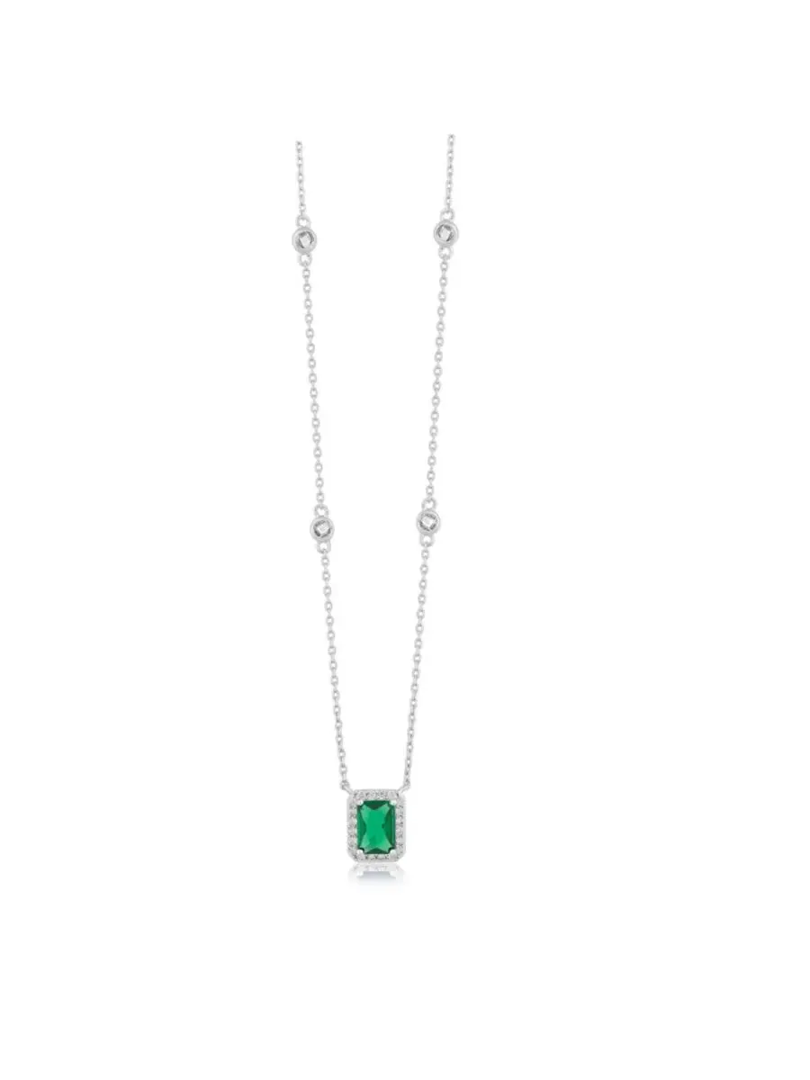 Кулон-подвеска прямоугольный с камнем CZ Halo Simona, May - Emerald — изображение 1 из 3