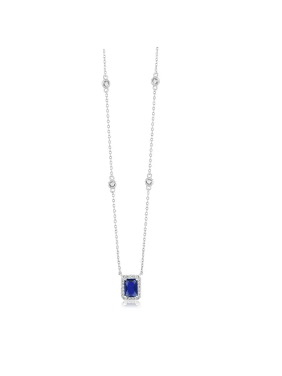 Кулон-подвеска с кристаллами CZ и камнем рождения, модель Elegant Rectangle Birthstone Simona — изображение 1 из 3