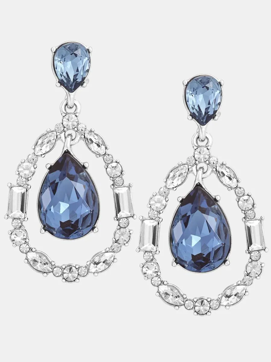 Серьги-подвески с кристаллами в форме груши Givenchy — изображение 1 из 4, оттенок темно-синий