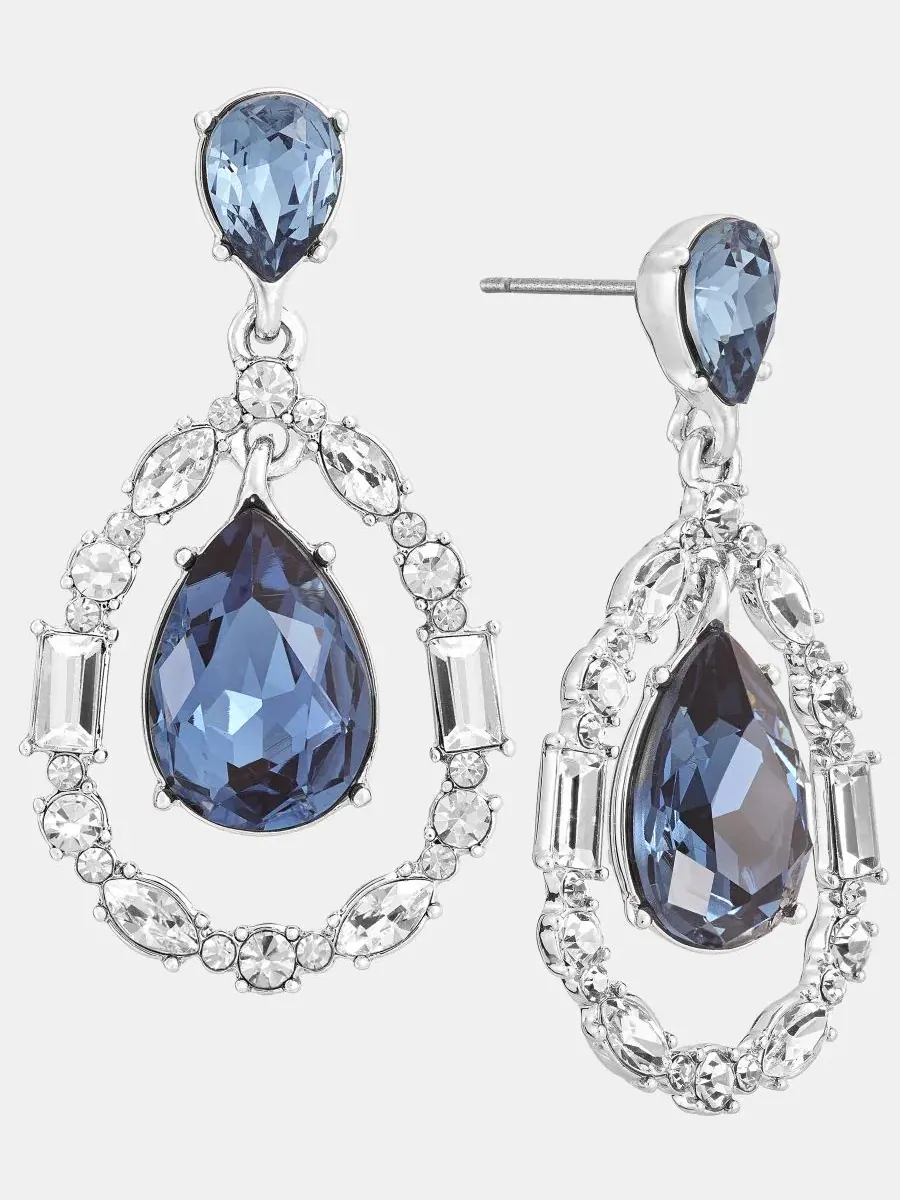 Серьги-подвески с кристаллами в форме груши Givenchy — изображение 2 из 4, оттенок темно-синий