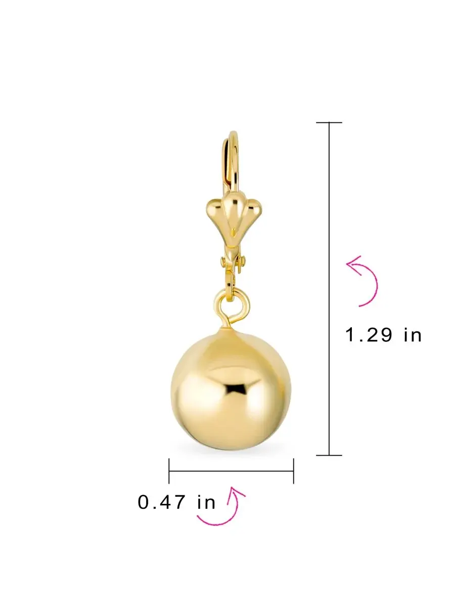 Серьги-гвоздики с подвеской-шаром Classic Ball Drop Earrings Bling Jewelry — изображение 4 из 4, оттенок золотистый