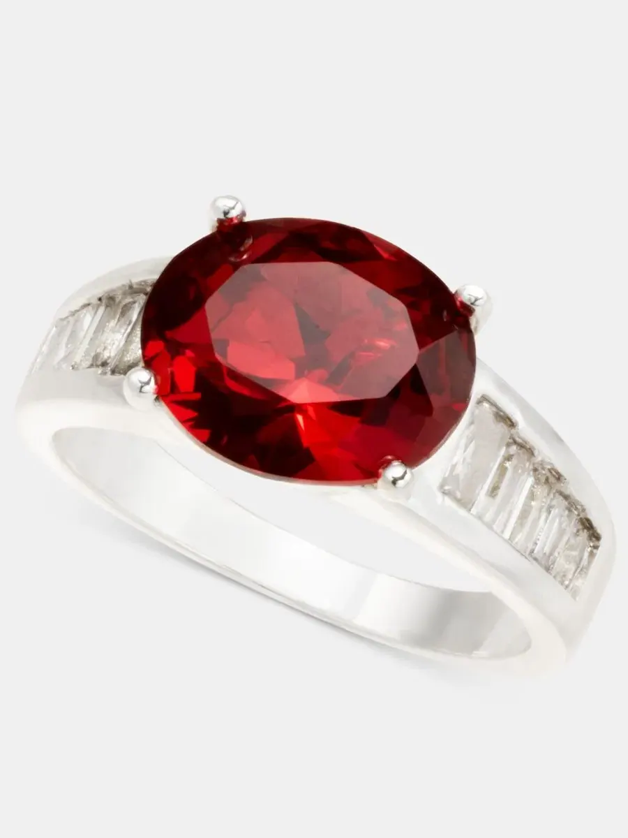 Кольцо с розовым кристаллом Red Crystal Charter Club — изображение 1 из 3, оттенок серебряный