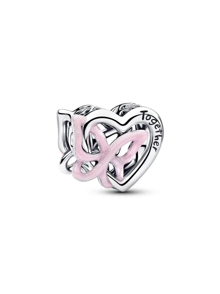 Подвеска с сердцем и бабочкой Entwined Heart Butterfly Charm Pandora — изображение 1 из 4, оттенок серебристый