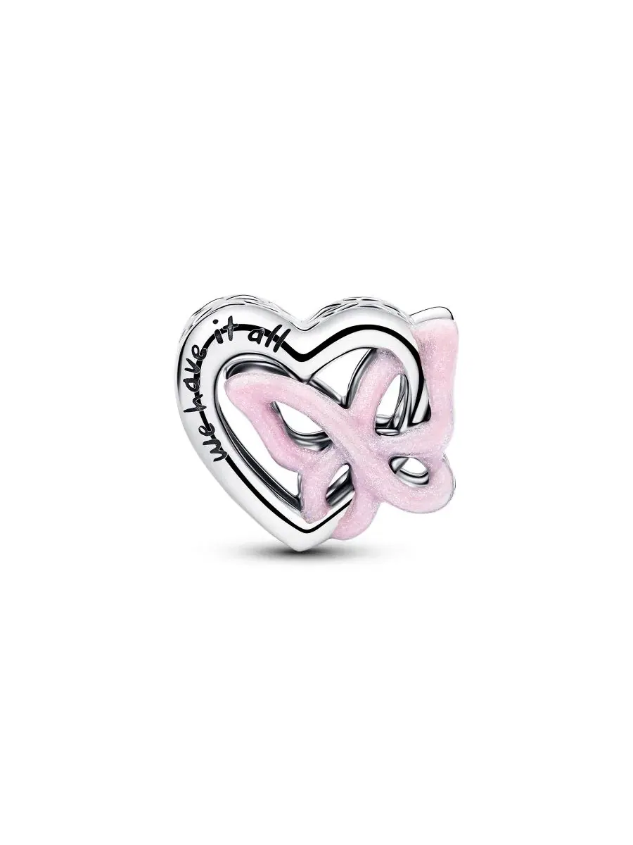 Подвеска с сердцем и бабочкой Entwined Heart Butterfly Charm Pandora — изображение 2 из 4, оттенок серебристый