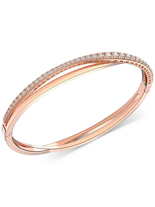 Браслет из двух рядов переплетающихся кристаллов оттенка розового золота Swarovski — изображение 1 из 1, оттенок золото