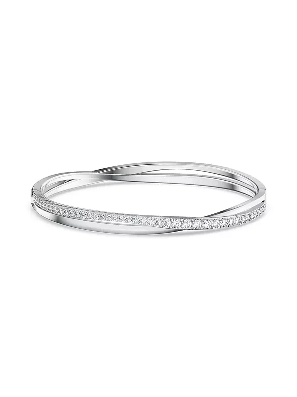 Браслет из двух рядов переплетающихся кристаллов оттенка розового золота Swarovski — изображение 1 из 4, оттенок серебристый