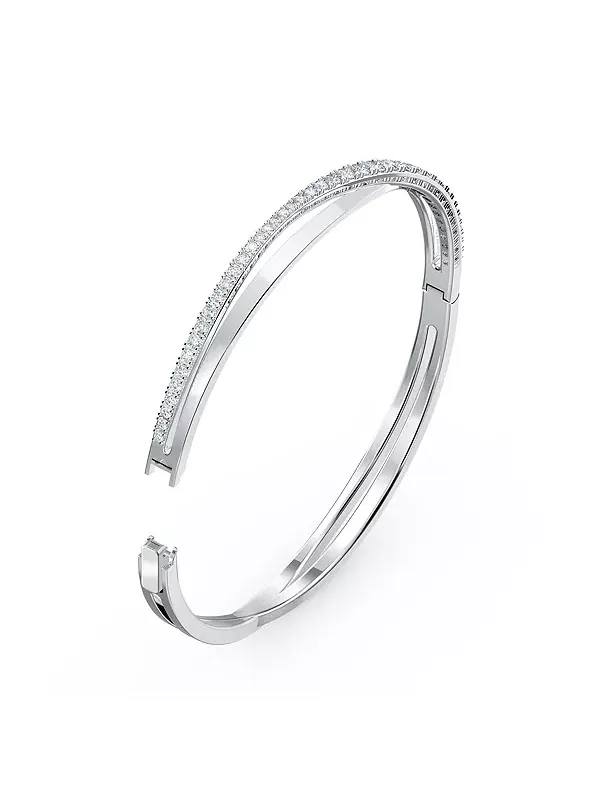 Браслет из двух рядов переплетающихся кристаллов оттенка розового золота Swarovski — изображение 3 из 4, оттенок серебристый
