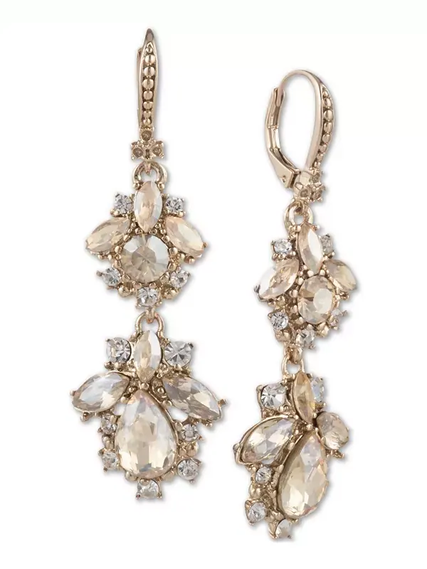 Двойные серьги с кристаллами Marchesa — изображение 1 из 2, оттенок золото