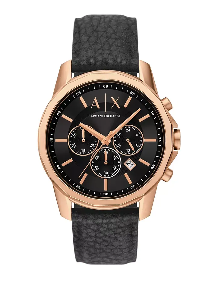 Мужские часы Armani Exchange с хронографом, черные, резиновые, 44 мм A|X Armani Exchange