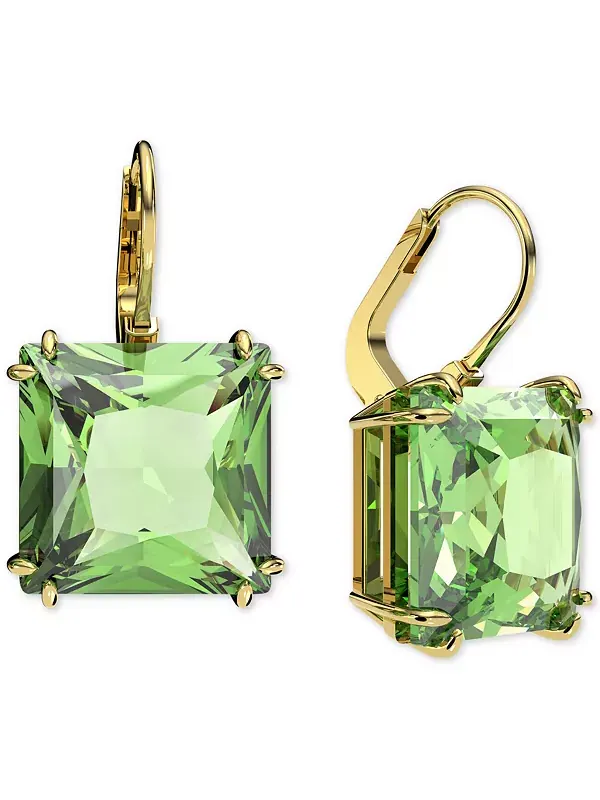 Серьги-Подвески Millenia квадратной огранки серебристого оттенка Swarovski — изображение 2 из 4, оттенок зеленый