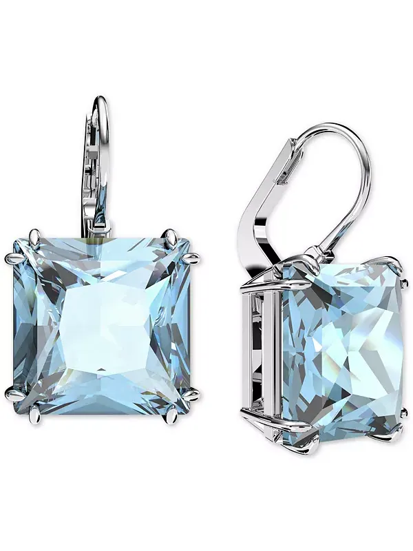 Серьги-Подвески Millenia квадратной огранки серебристого оттенка Swarovski — изображение 4 из 4, оттенок зеленый