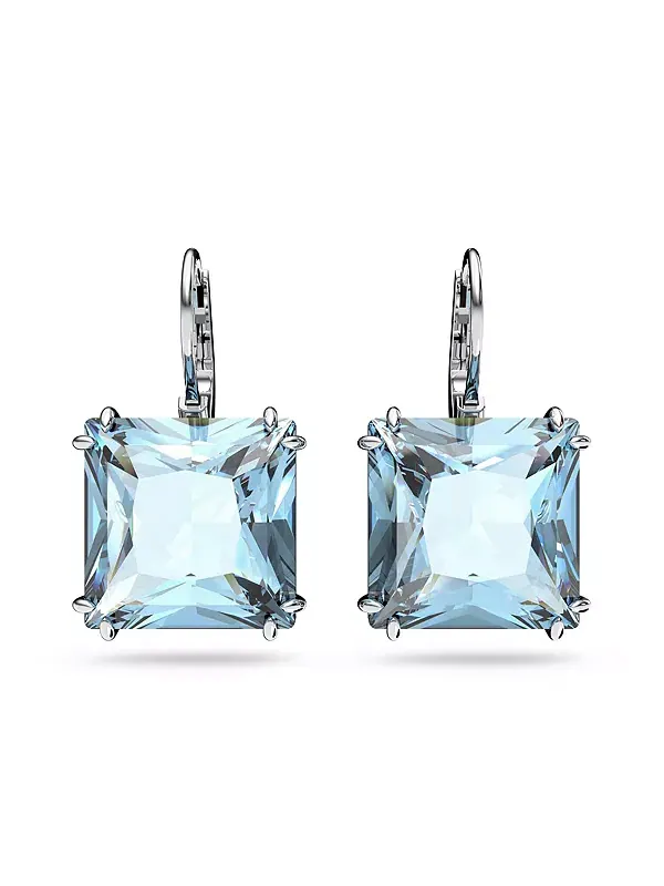 Серьги-Подвески Millenia квадратной огранки серебристого оттенка Swarovski — изображение 1 из 3, оттенок синий