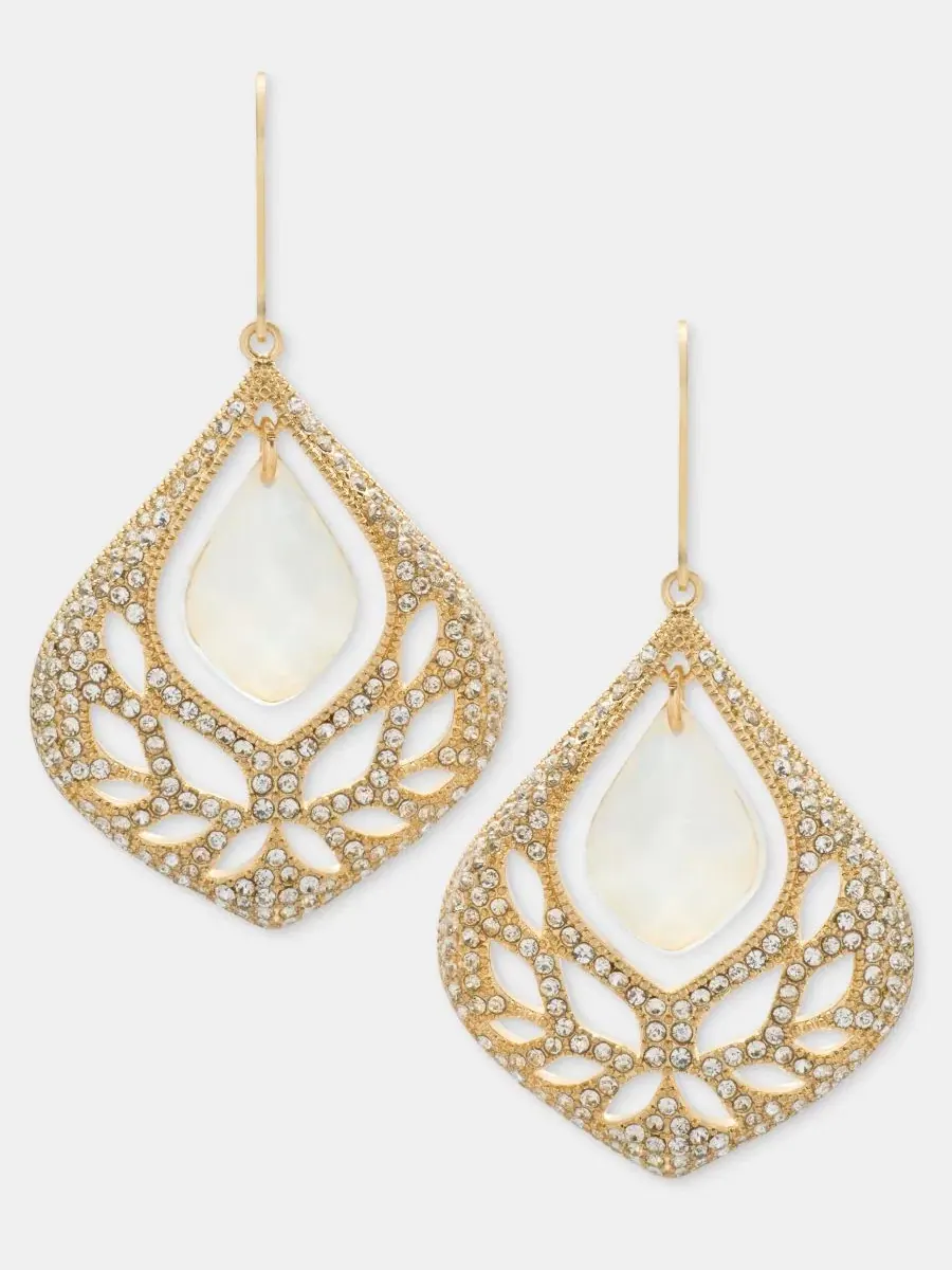 Серьги-подвески Stone Branch Orbital Drop Earrings Lonna & Lilly — изображение 1 из 4, оттенок белый