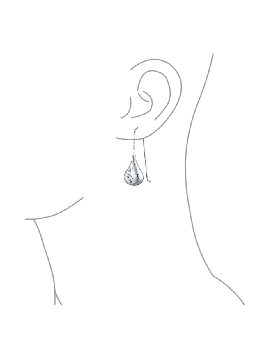 Серьги-подвески с узором из листьев, Fishhook Bling Jewelry — изображение 3 из 4, оттенок серебряный