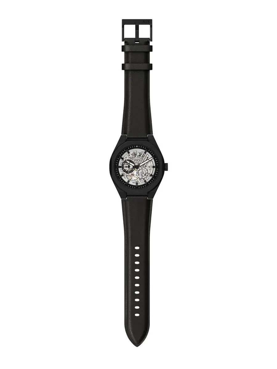 Мужские часы Sync Automatic с черным кожаным ремешком, 44 мм A|X Armani Exchange — изображение 5 из 9, оттенок черный