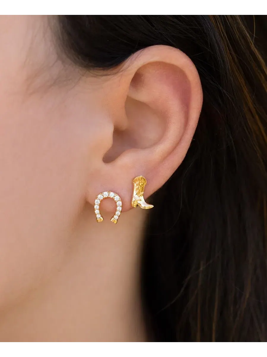 Набор серег-пусетов с кристаллами, модель Crystal Western Charm Stud Girls Crew — изображение 2 из 3, оттенок золото