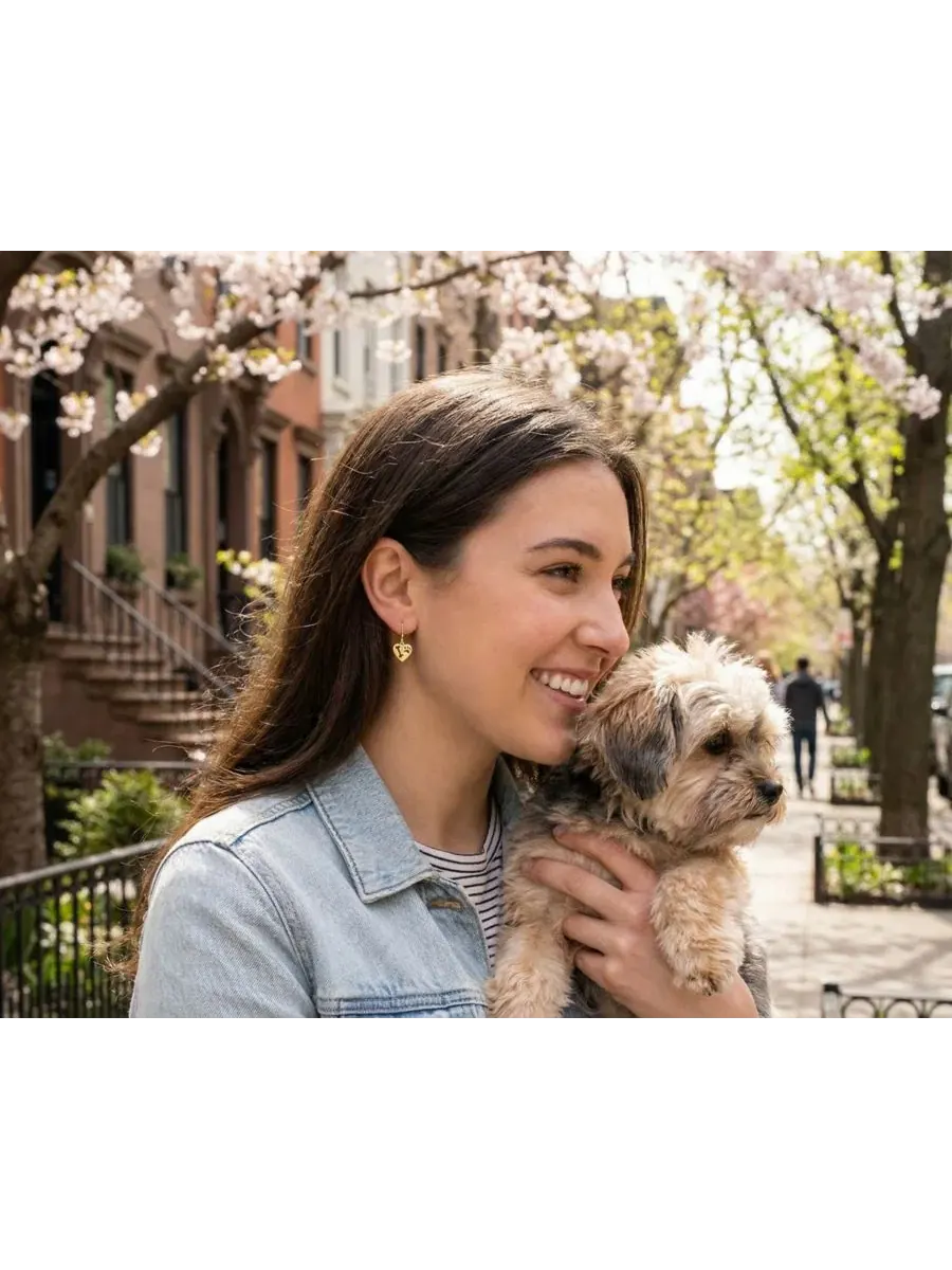Серьги-подвески с принтом лапы и сердцем, модель I Love My Dog Bling Jewelry — изображение 2 из 5, оттенок золотистый