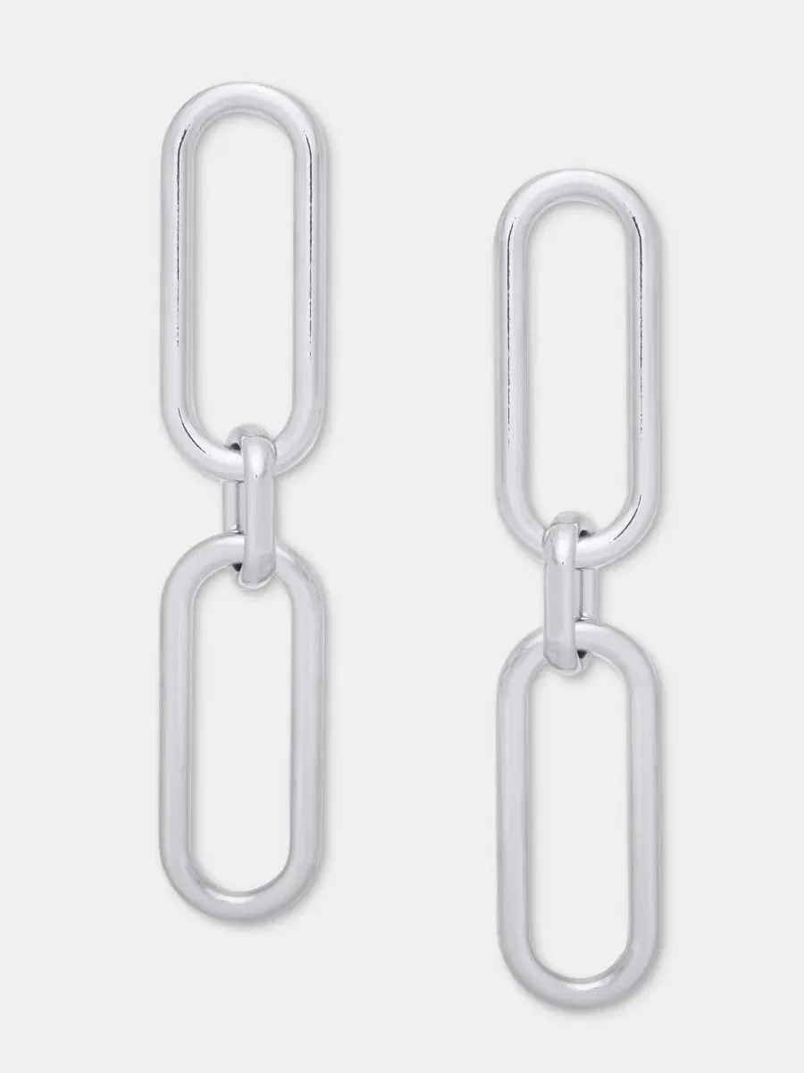 Серьги-подвески Link Linear Drop Earrings On 34Th — изображение 2 из 3, оттенок серебряный