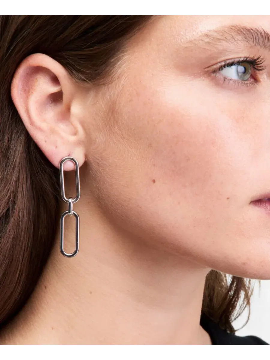 Серьги-подвески Link Linear Drop Earrings On 34Th — изображение 3 из 3, оттенок серебряный