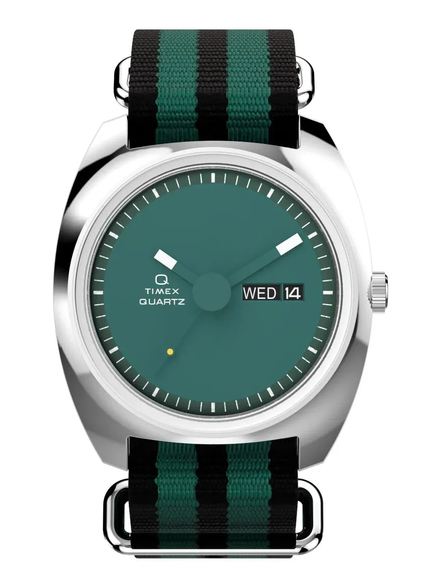 Мужские кварцевые аналоговые часы с зеленым тканевым корпусом, 37 мм Timex — зеленый