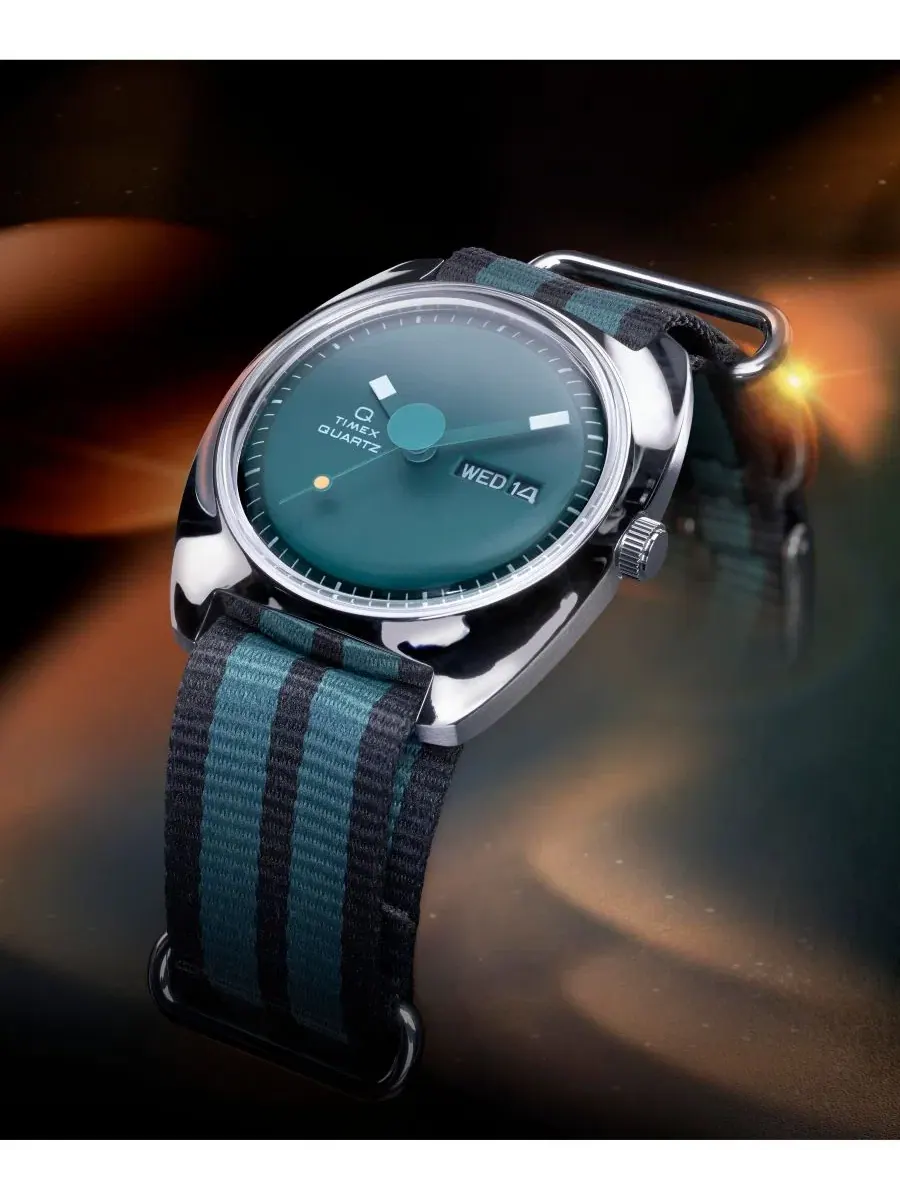 Мужские кварцевые аналоговые часы с зеленым тканевым корпусом, 37 мм Timex — изображение 6 из 6, оттенок зеленый