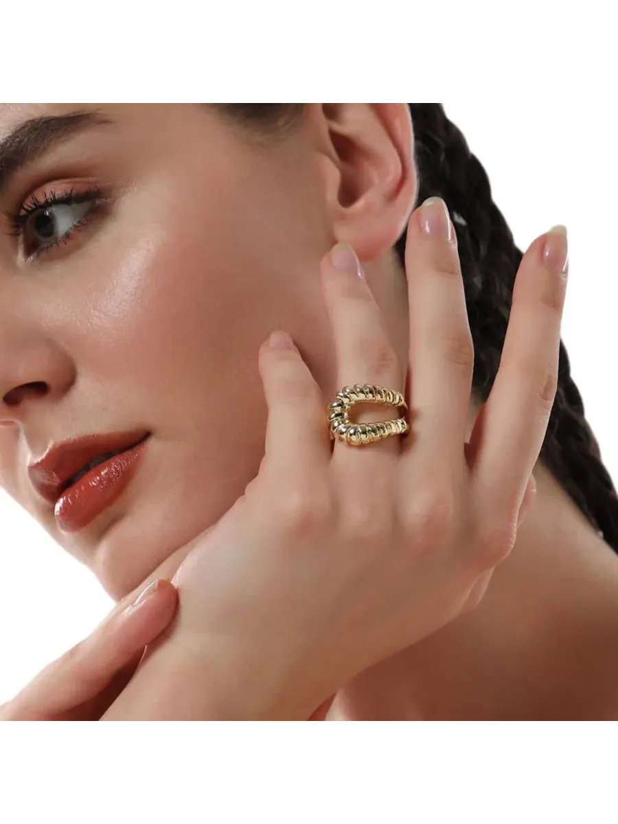 Кольцо-печатка The Mollusks Statement Ring SOHI — изображение 3 из 7, оттенок золото