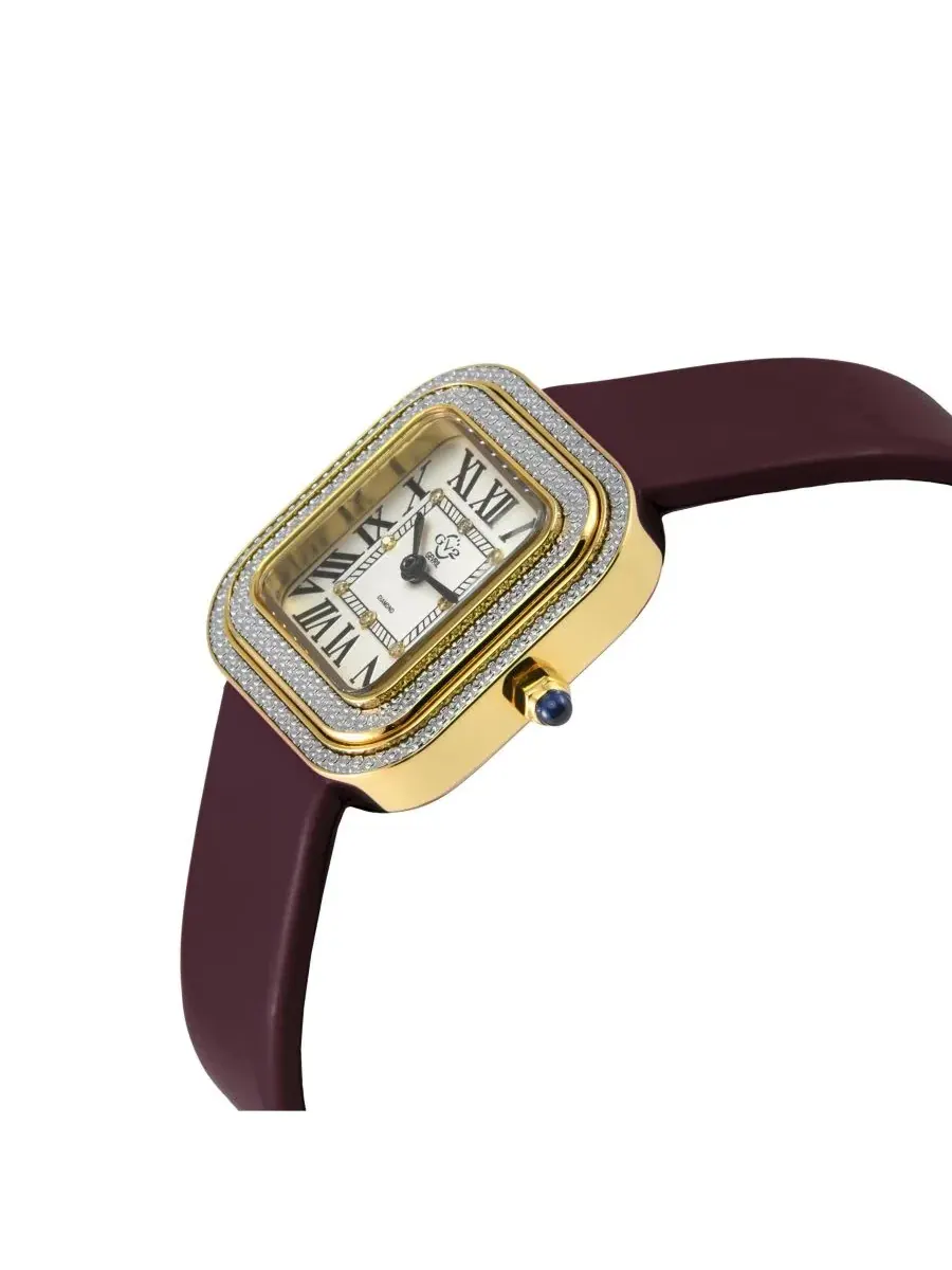 Женские часы Bellagio Swiss Quartz Burgandy Italian Leather Strap Diamond Watch GV2 by Gevril — изображение 3 из 3