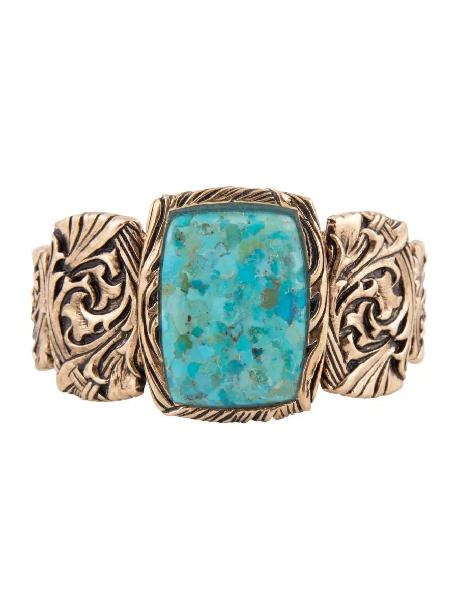 Браслет-манжета с бирюзой Jacquard Blue Turquoise Solid Golden Cuff Barse — изображение 1 из 5, оттенок бирюзовый