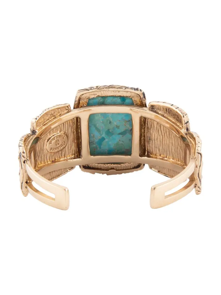 Браслет-манжета с бирюзой Jacquard Blue Turquoise Solid Golden Cuff Barse — изображение 2 из 5, оттенок бирюзовый