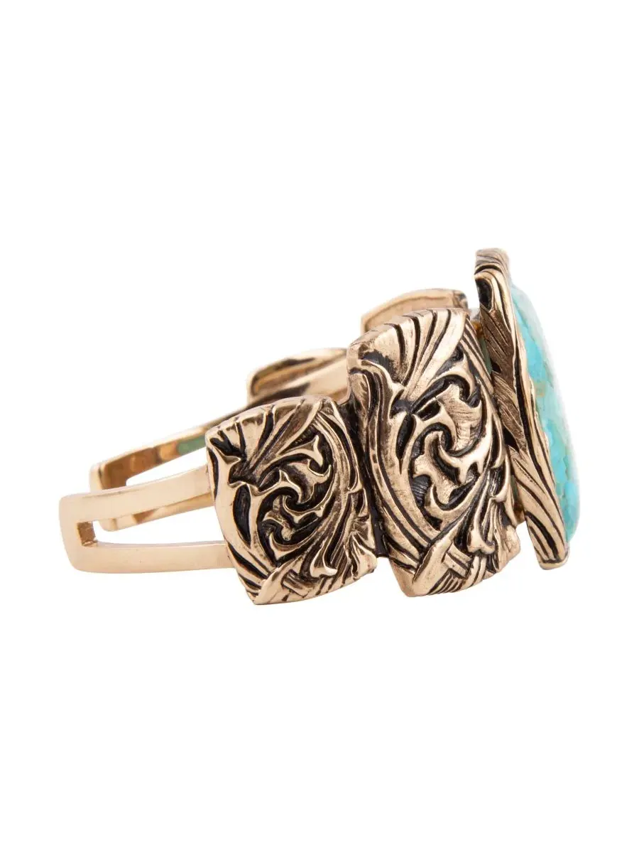 Браслет-манжета с бирюзой Jacquard Blue Turquoise Solid Golden Cuff Barse — изображение 3 из 5, оттенок бирюзовый
