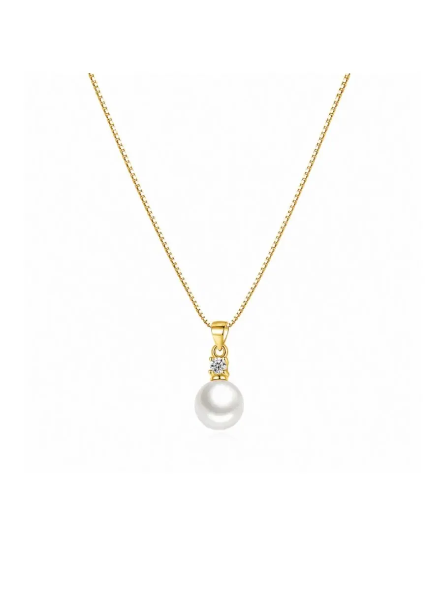 Кулон-подвеска с жемчугом из фианита, модель Faux Pearl Pendant Dloria — изображение 1 из 6, оттенок золото