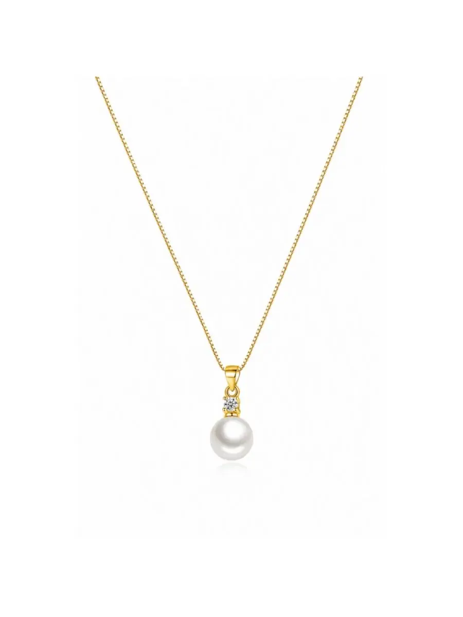 Кулон-подвеска с жемчугом из фианита, модель Faux Pearl Pendant Dloria — изображение 2 из 6, оттенок золото